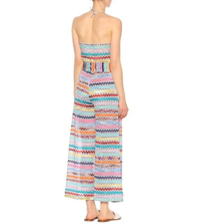 Shop Missoni Crochet-knit Halter Jumpsuit In Multicoloured