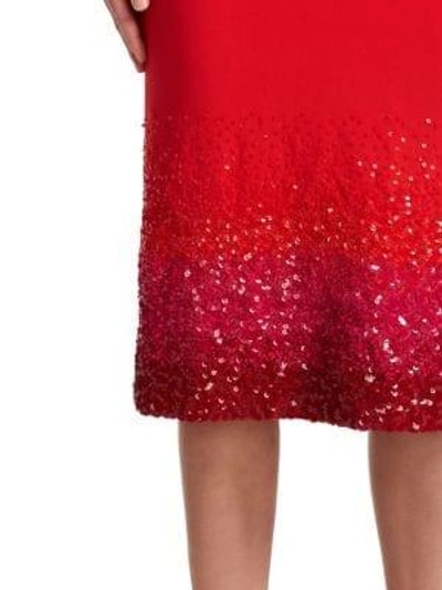 Shop Ahluwalia Beaded V-neck Sheath Dress In Cerise