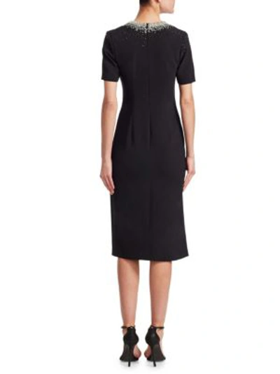 Shop Ahluwalia Ginni Embellished-neck Sheath Dress In Jet