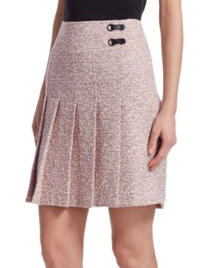 Shop Akris Punto Tweed Pleated Skirt In Rose Cream Black