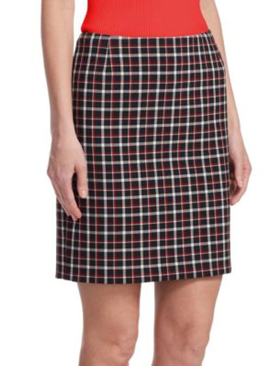 Shop Akris Punto Glen Check Mini Skirt In Black Lipstick Cream