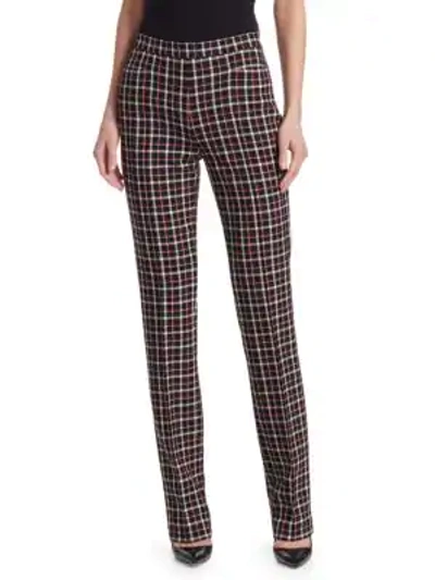 Shop Akris Punto Glen Check Straight-leg Pants In Black Lipstick