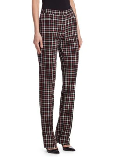 Shop Akris Punto Glen Check Straight-leg Pants In Black Lipstick