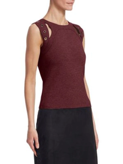 Shop Akris Punto Jersey Cut Out Sleeveless Top In Burgundy