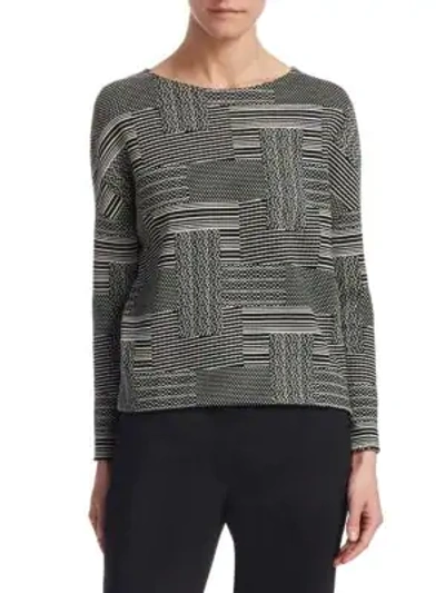 Shop Akris Punto Patchwork Jacquard Boxy Top In Black Cream