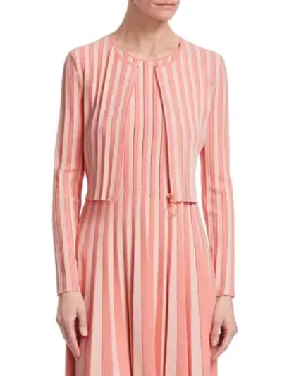 Shop Akris Punto Striped Bolero Cardigan In Rose Pink Peony