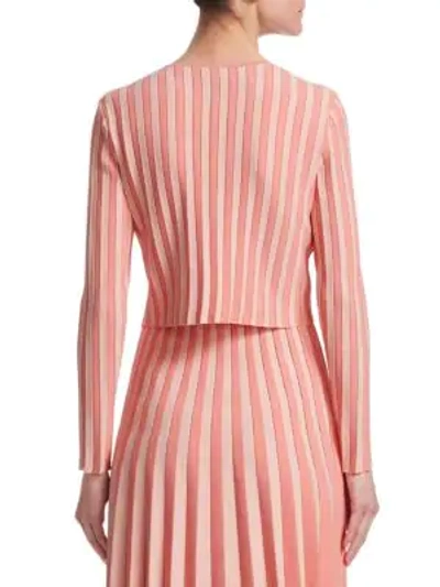 Shop Akris Punto Striped Bolero Cardigan In Rose Pink Peony