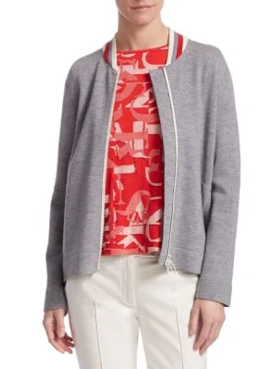 Shop Akris Punto Wool Bomber Jacket In Rhodium Cream Lipstick