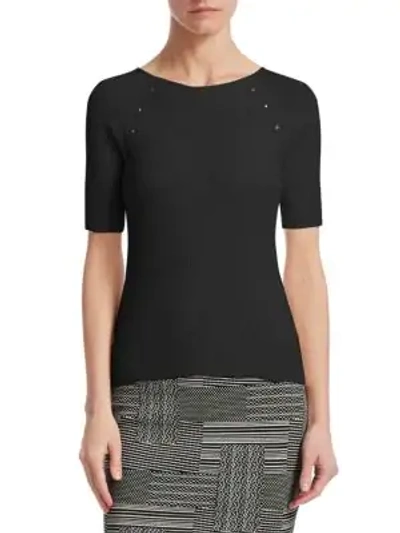 Shop Akris Punto Women's Ribbed Eyelet Top In Black