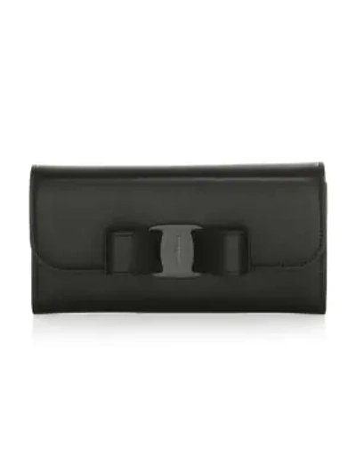 Shop Ferragamo Vara Leather Wallet In Black