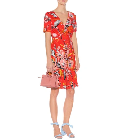 Shop Diane Von Furstenberg Floral-printed Silk Wrap Dress In Red