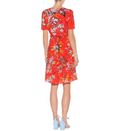 Shop Diane Von Furstenberg Floral-printed Silk Wrap Dress In Red