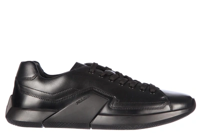 Prada Herrenschuhe Herren Leder Schuhe Sneakers Nevada Spazzolato In Black  | ModeSens