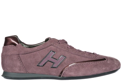 Shop Hogan Women's Shoes Suede Trainers Sneakers Olympia In Purple