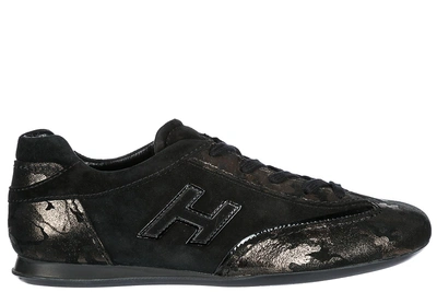 Shop Hogan Women's Shoes Suede Trainers Sneakers Olympia H Flock In Black