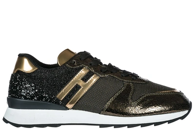 Shop Hogan Women's Shoes Leather Trainers Sneakers R261 In Gold