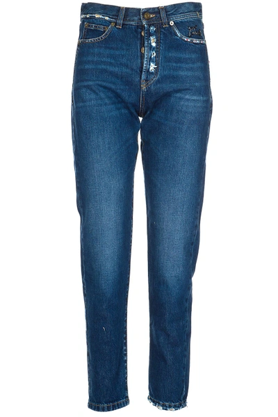 Shop Saint Laurent Women's Slim Fit Jeans In Blue