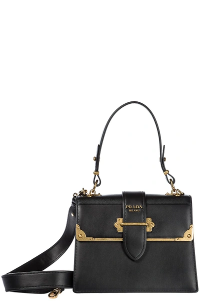 Shop Prada Women's Leather Handbag Shopping Bag Purse In Black