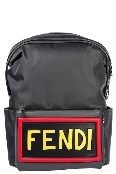 Shop Fendi Men's Nylon Rucksack Backpack Travel  Santander In Grey