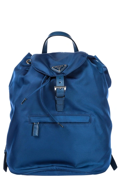 Shop Prada Men's Nylon Rucksack Backpack Travel In Blue