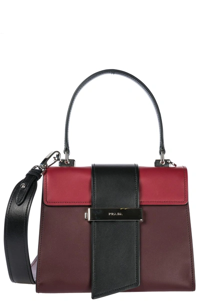 Shop Prada Women's Leather Handbag Shopping Bag Purse In Red