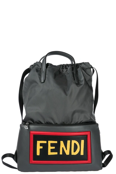 Shop Fendi Men's Rucksack Backpack Travel In Grey