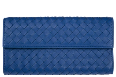 Shop Bottega Veneta Women's Wallet Genuine Leather Coin Case Holder Purse Card Bifold In Blue
