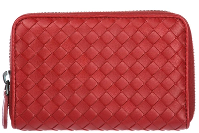 Shop Bottega Veneta Women's Wallet Genuine Leather Coin Case Holder Purse Card Bifold In Red