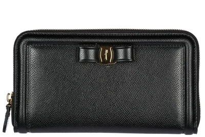 Shop Ferragamo Women's Wallet Leather Coin Case Holder Purse Card Bifold In Black