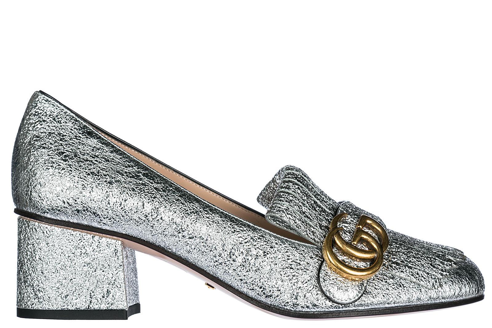 gucci heels silver