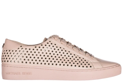 Shop Michael Kors Women's Shoes Leather Trainers Sneakers Irving In Pink