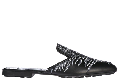 Shop Kenzo Women's Genuine Leather Slippers Sandals Ì In Black