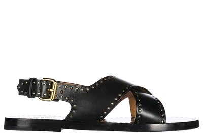 Shop Isabel Marant Women's Leather Sandals  Jane In Black
