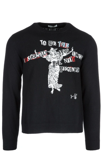 Valentino Men's Crew Neck Neckline Jumper Sweater Pullover Black | ModeSens