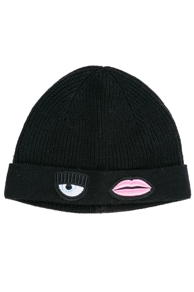 Shop Chiara Ferragni Women's Wool Beanie Hat In Black