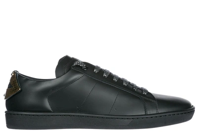 Shop Saint Laurent Men's Shoes Leather Trainers Sneakers Lips In Black