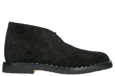 Shop Valentino Men's Suede Desert Boots Lace Up Ankle Boots Soul Rockstud In Black