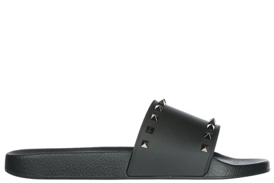 Shop Valentino Men's Slippers Sandals Rubber In Black