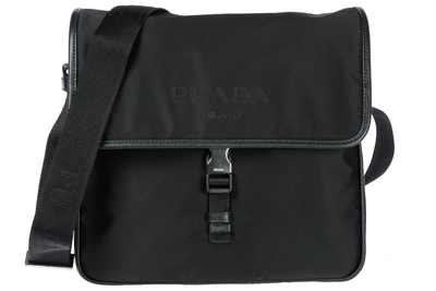 Shop Prada Men's Nylon Cross-body Messenger Shoulder Bag In Black