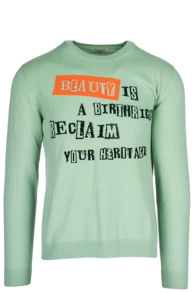 Shop Valentino Men's Crew Neck Neckline Jumper Sweater Pullover In Green