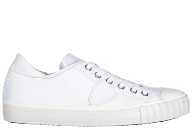 Shop Philippe Model Men's Shoes Leather Trainers Sneakers Gare In White