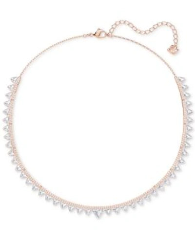 Shop Swarovski Rose Gold-tone Crystal Triangle Choker Necklace, 14-3/4" + 1-3/4" Extender