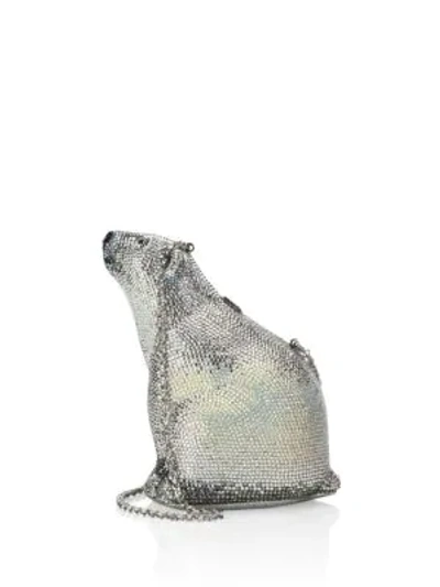 Shop Judith Leiber Polar Bear Crystal Minaudiere In Silver