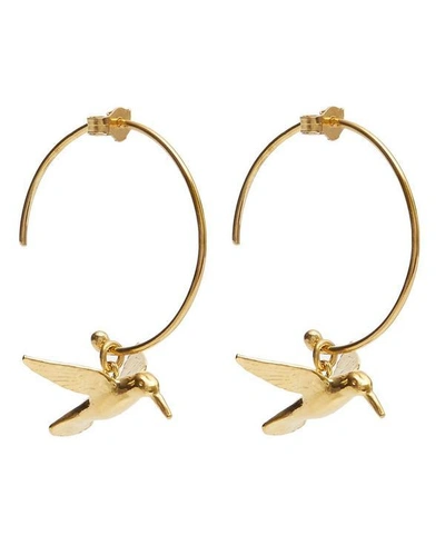 Shop Alex Monroe Gold-plated Hummingbird Hoop Earrings