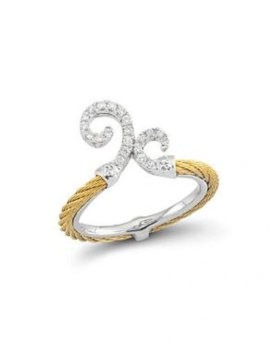 Shop Alor Diamond Gray Cable Ring In Gold/white