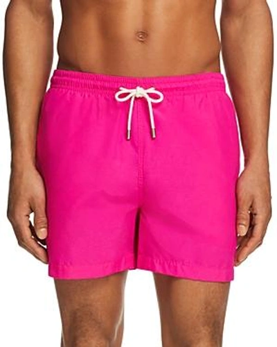 Shop Solid & Striped Classic Santorini Swim Trunks In Neon Pink