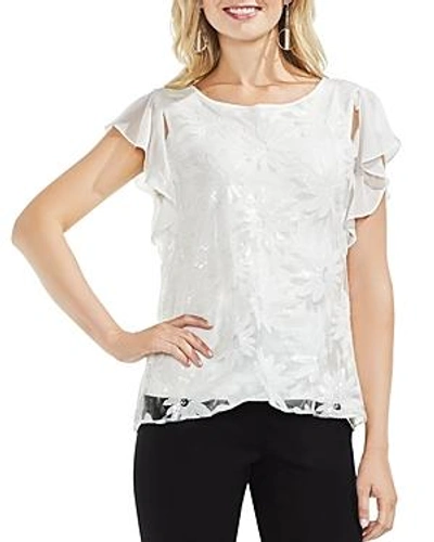 Shop Vince Camuto Sequin-floral Top In New Ivory