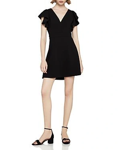 Shop Bcbgeneration Ruffle-sleeve Fit-and-flare Dress In Black