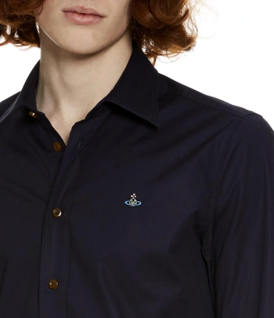 Shop Vivienne Westwood Classic Stretch Shirt Blue/navy In Blue Navy