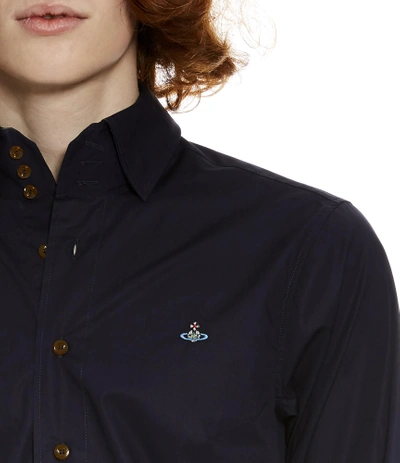 Shop Vivienne Westwood Krall Stretch Shirt Blue/navy In Blue Navy